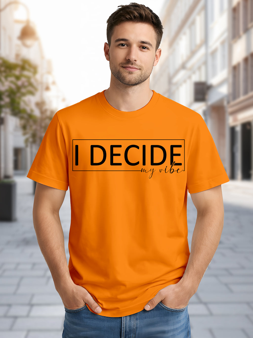  Men's Cotton Graphic Printed T-Shirt with Motivational Brave and Unique Typography orange, XXL