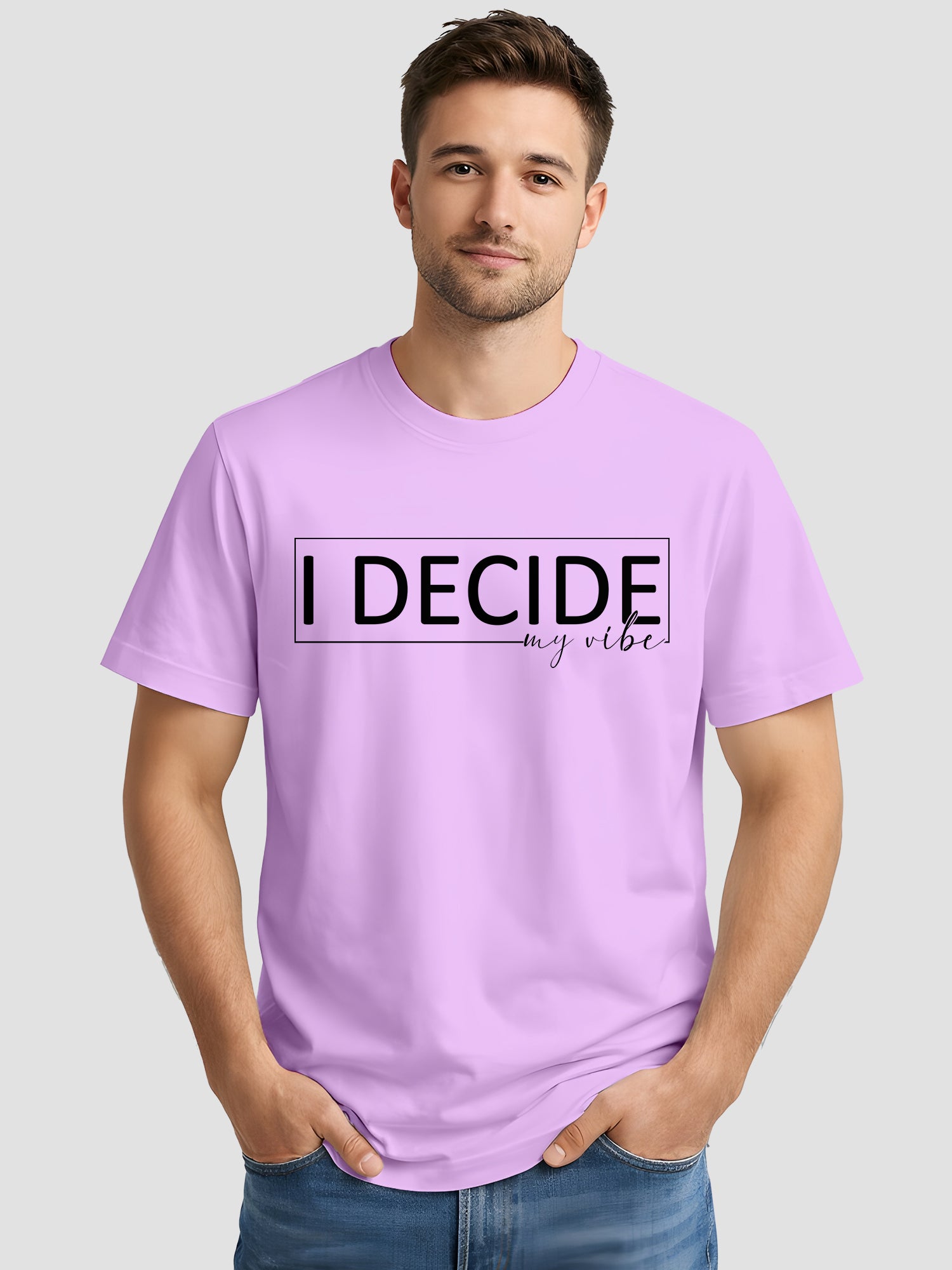  Men's Cotton Graphic Printed T-Shirt with Motivational Brave and Unique Typography pink, L