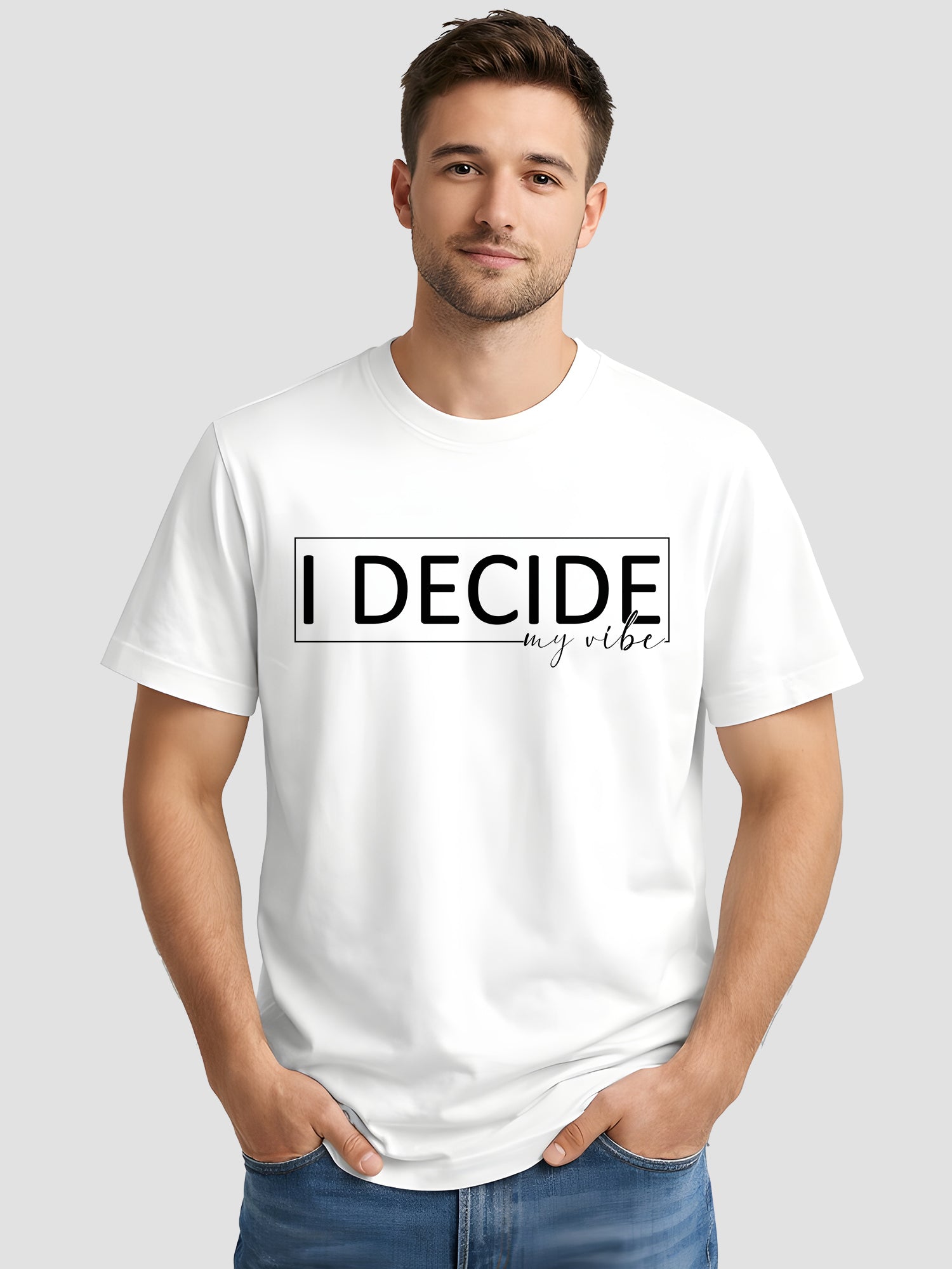  Men's Cotton Graphic Printed T-Shirt with Motivational Brave and Unique Typography white, L