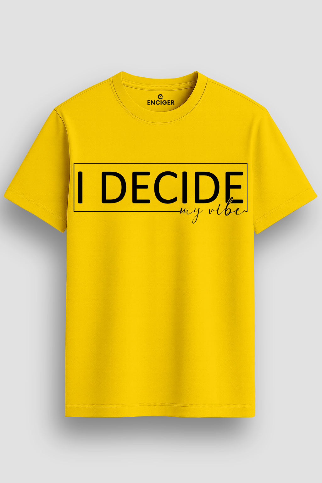  Men's Cotton Graphic Printed T-Shirt with Motivational Brave and Unique Typography yellow, S