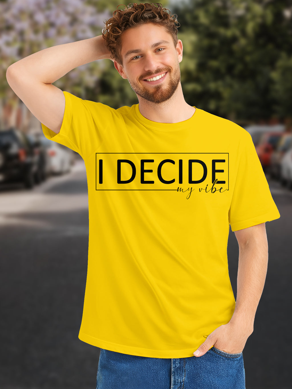  Men's Cotton Graphic Printed T-Shirt with Motivational Brave and Unique Typography yellow, XXL