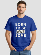 Men's Printed T Shirt with Motivational Brave and Awesome Typography MPT4