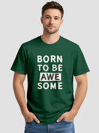 Men's Printed T Shirt with Motivational Brave and Awesome Typography MPT4