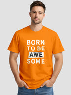 Men's Printed T Shirt with Motivational Brave and Awesome Typography MPT4
