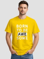 Men's Printed T Shirt with Motivational Brave and Awesome Typography MPT4