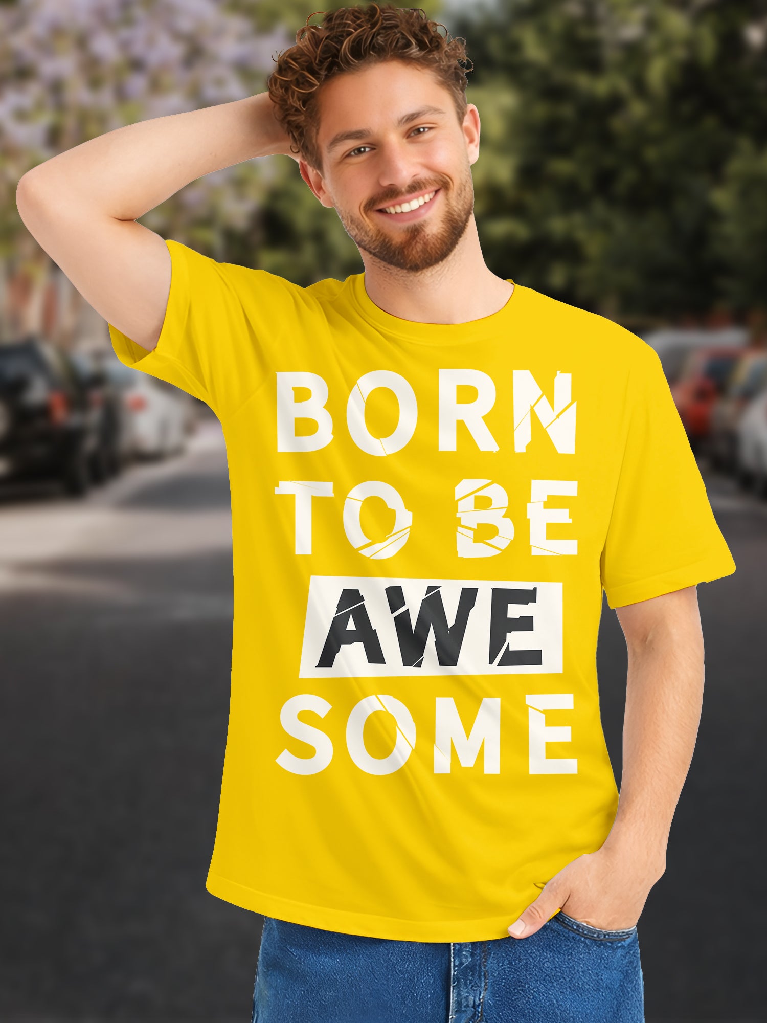 Men's-Printed-T-Shirt-with-Motivational-Brave-and-Awesome-Typography-MPT4