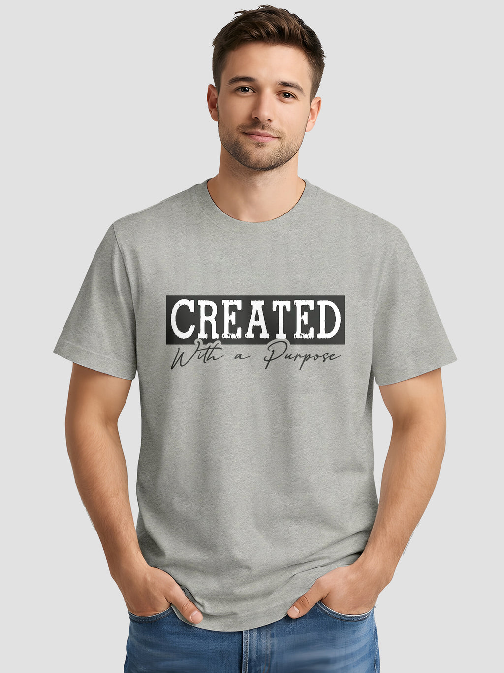 Men's Printed T Shirt with Motivational Brave and Awesome Typography MPT5
