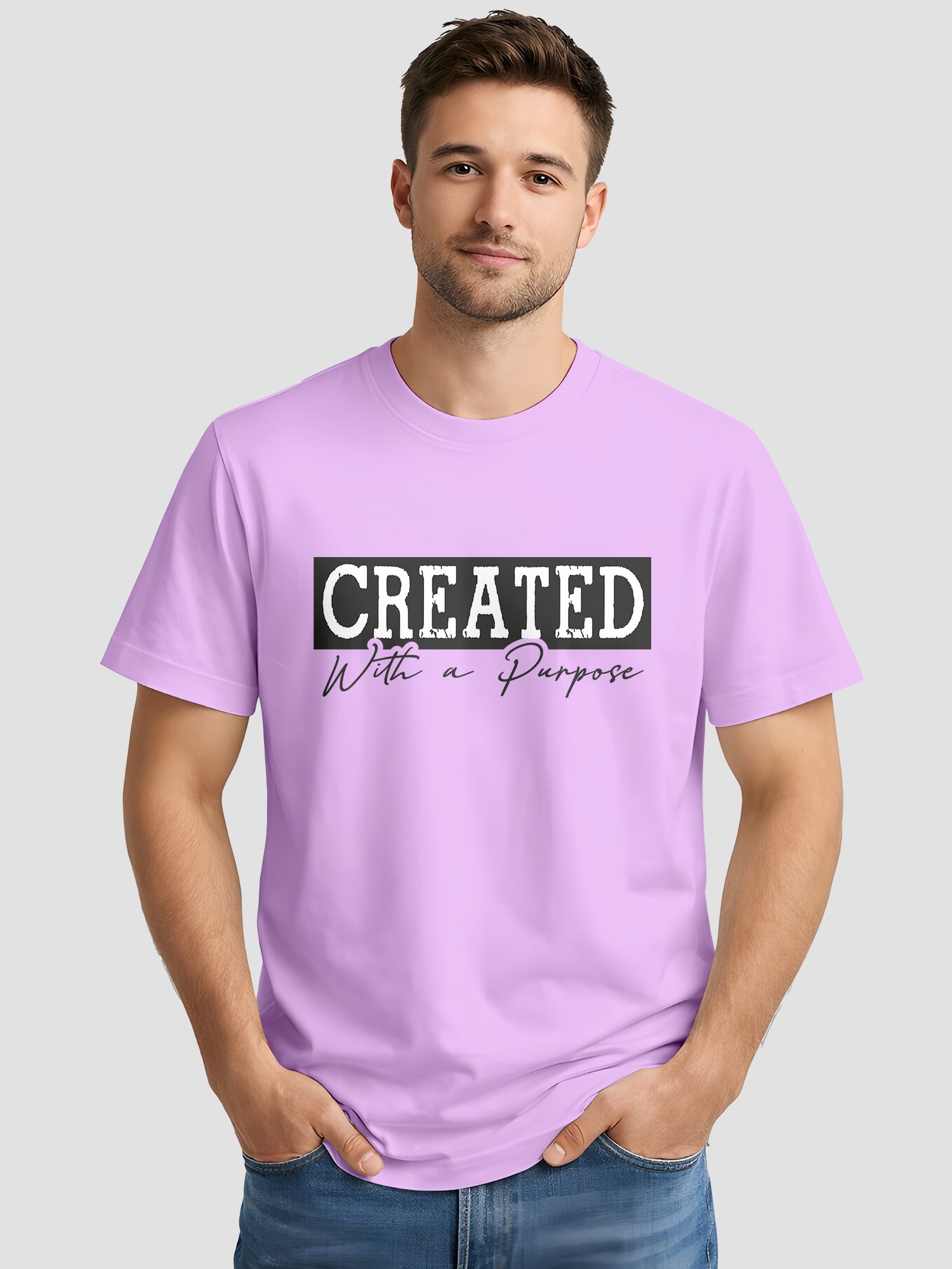 Men's Printed T Shirt with Motivational Brave and Awesome Typography MPT5