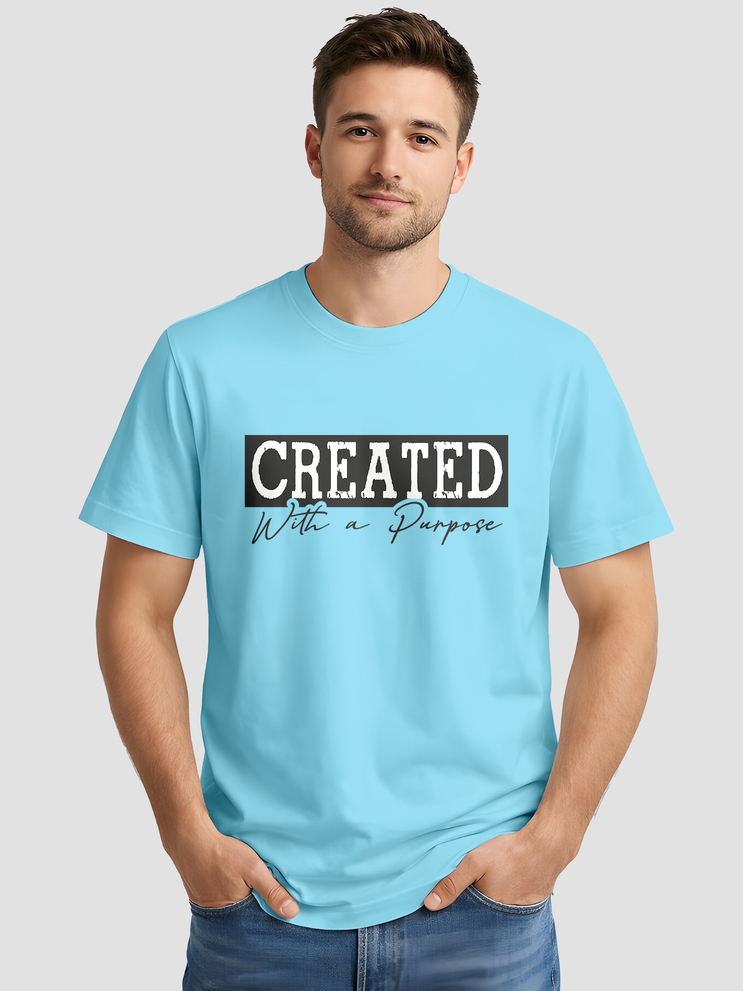 Men's Printed T Shirt with Motivational Brave and Awesome Typography MPT5