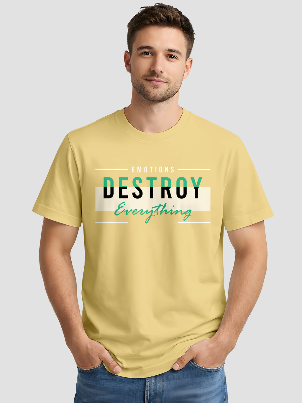 Men's Printed T Shirt with Motivational Slogans MPT6