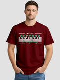 Men's Printed T Shirt with Motivational Brave and Awesome Typography MPT6