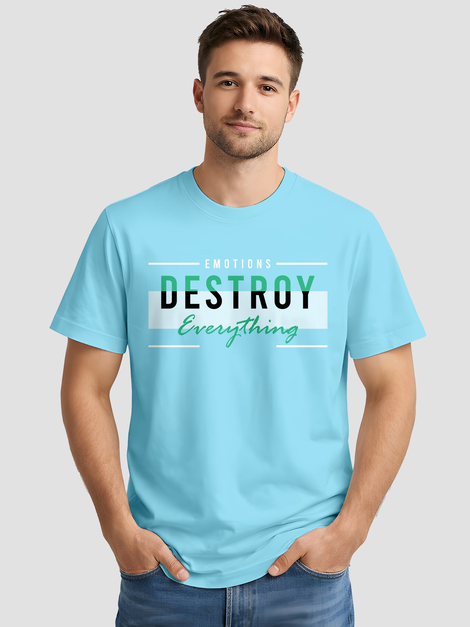 Men's Printed T Shirt with Motivational Slogans MPT6