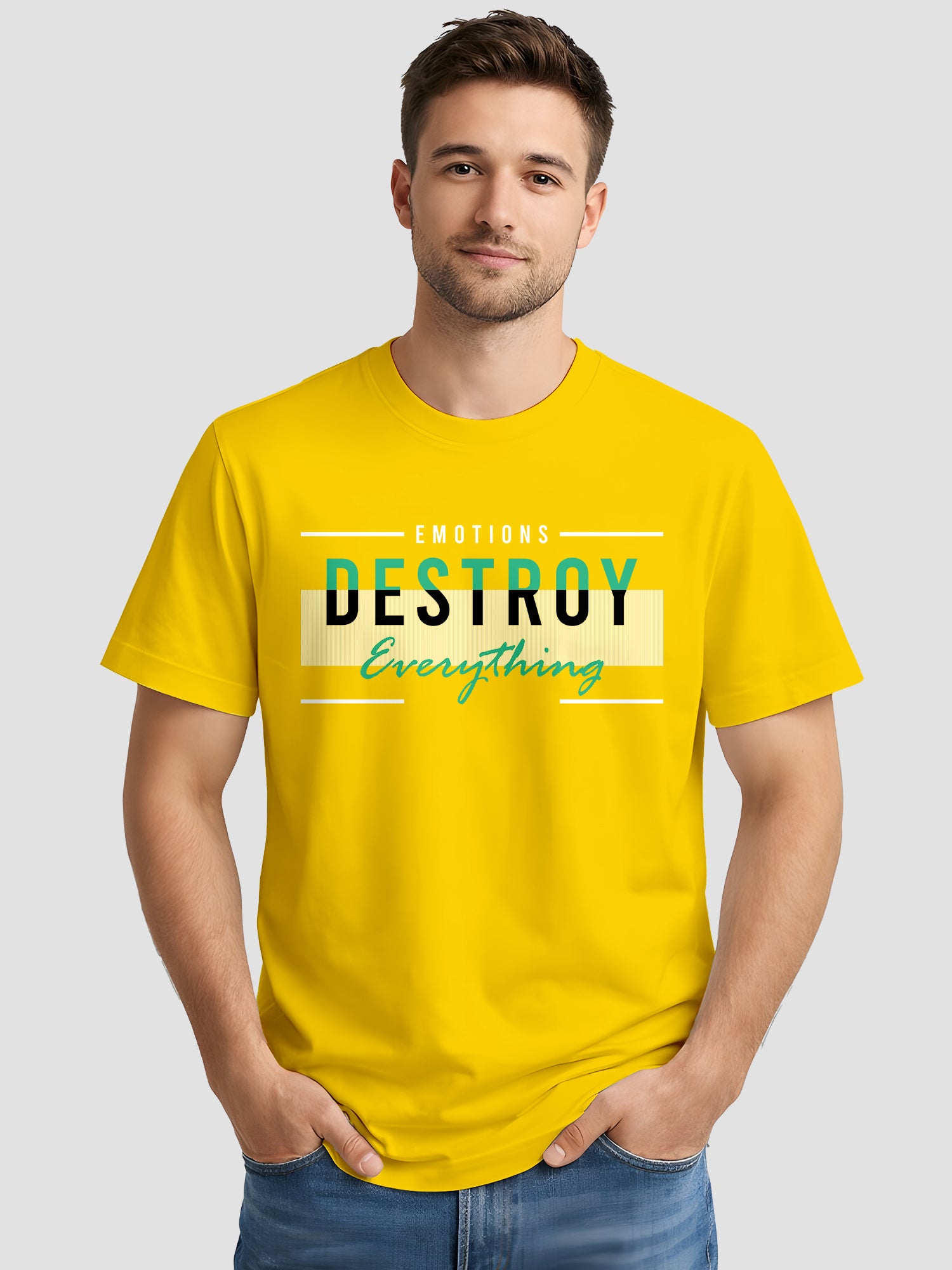 Men's Printed T Shirt with Motivational Slogans MPT6