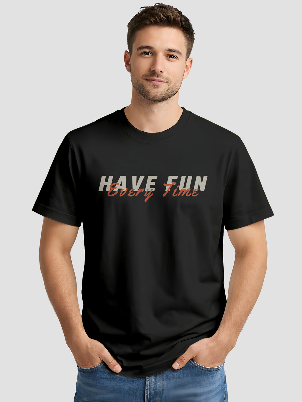 Men's Printed T Shirt with Motivational Brave and Awesome Typography MPT9
