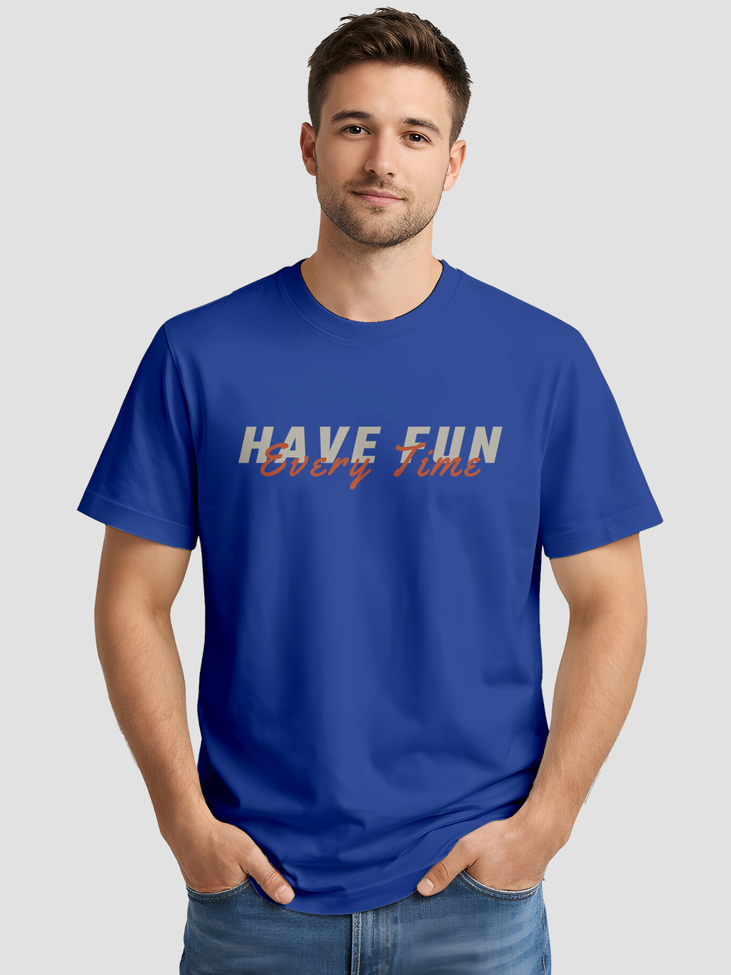 Men's Printed T Shirt with Motivational Brave and Awesome Typography MPT9