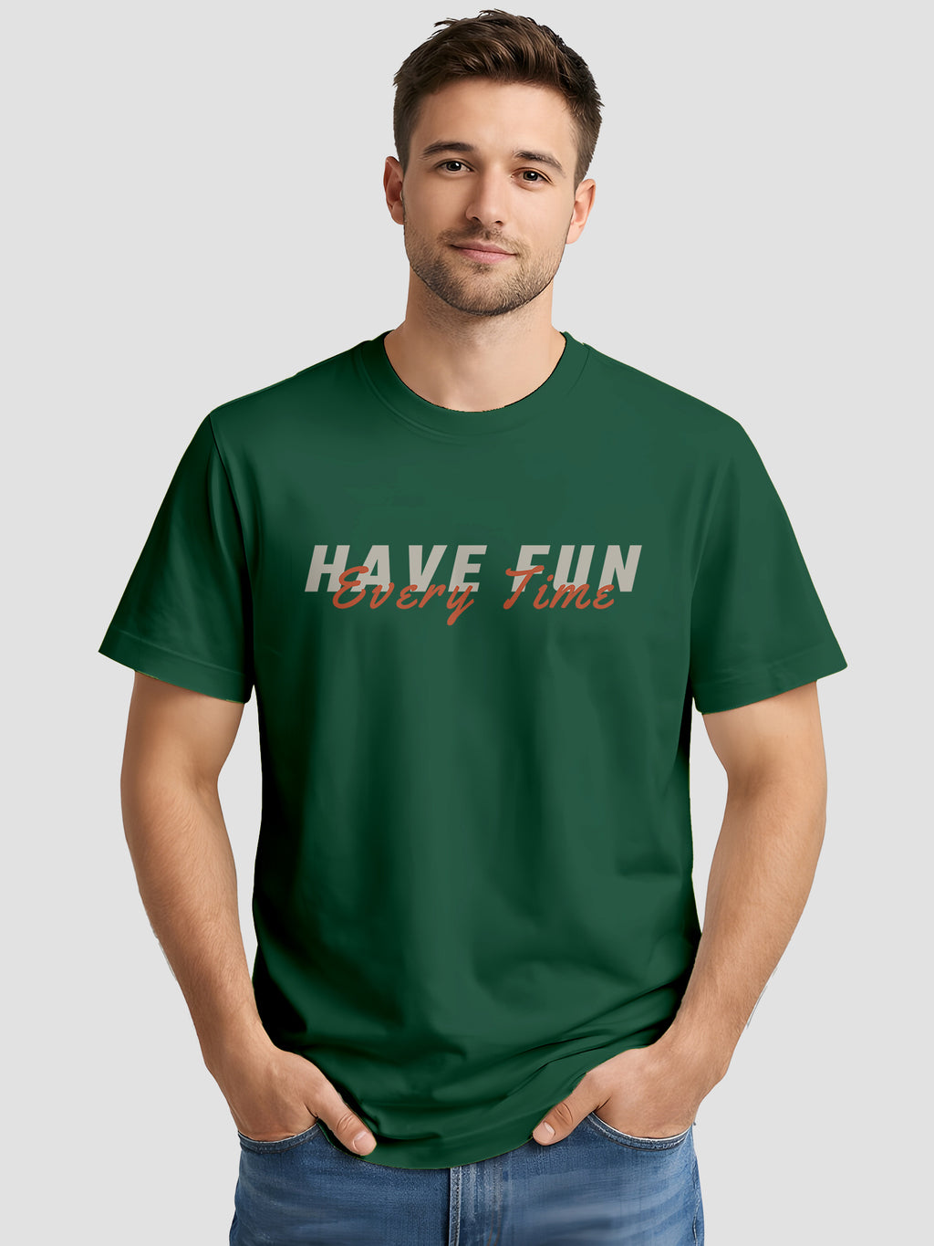 Men's Printed T Shirt with Motivational Brave and Awesome Typography MPT9