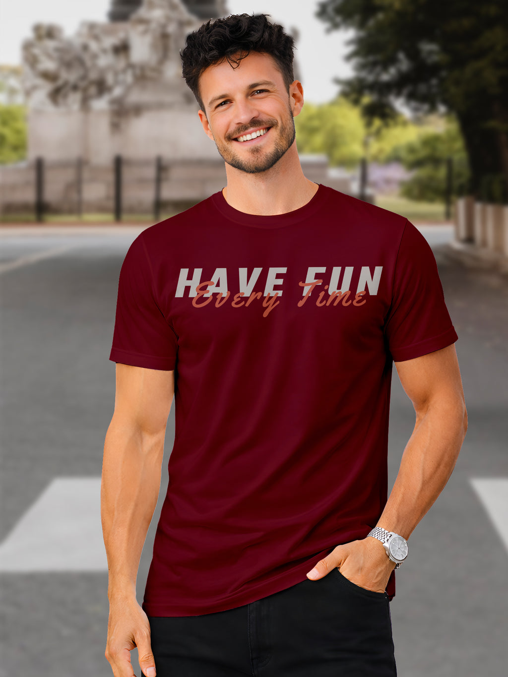 Men's-Printed-T-Shirt-with-Motivational-Brave-and-Awesome-Typography-MPT9