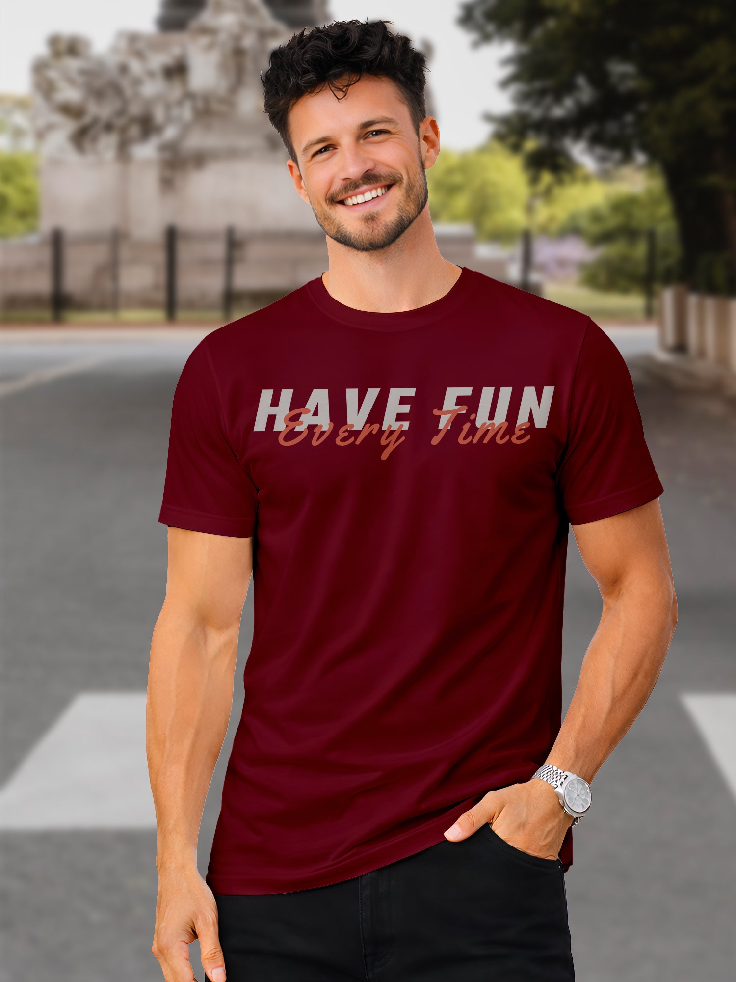 Men's-Printed-T-Shirt-with-Motivational-Brave-and-Awesome-Typography-MPT9