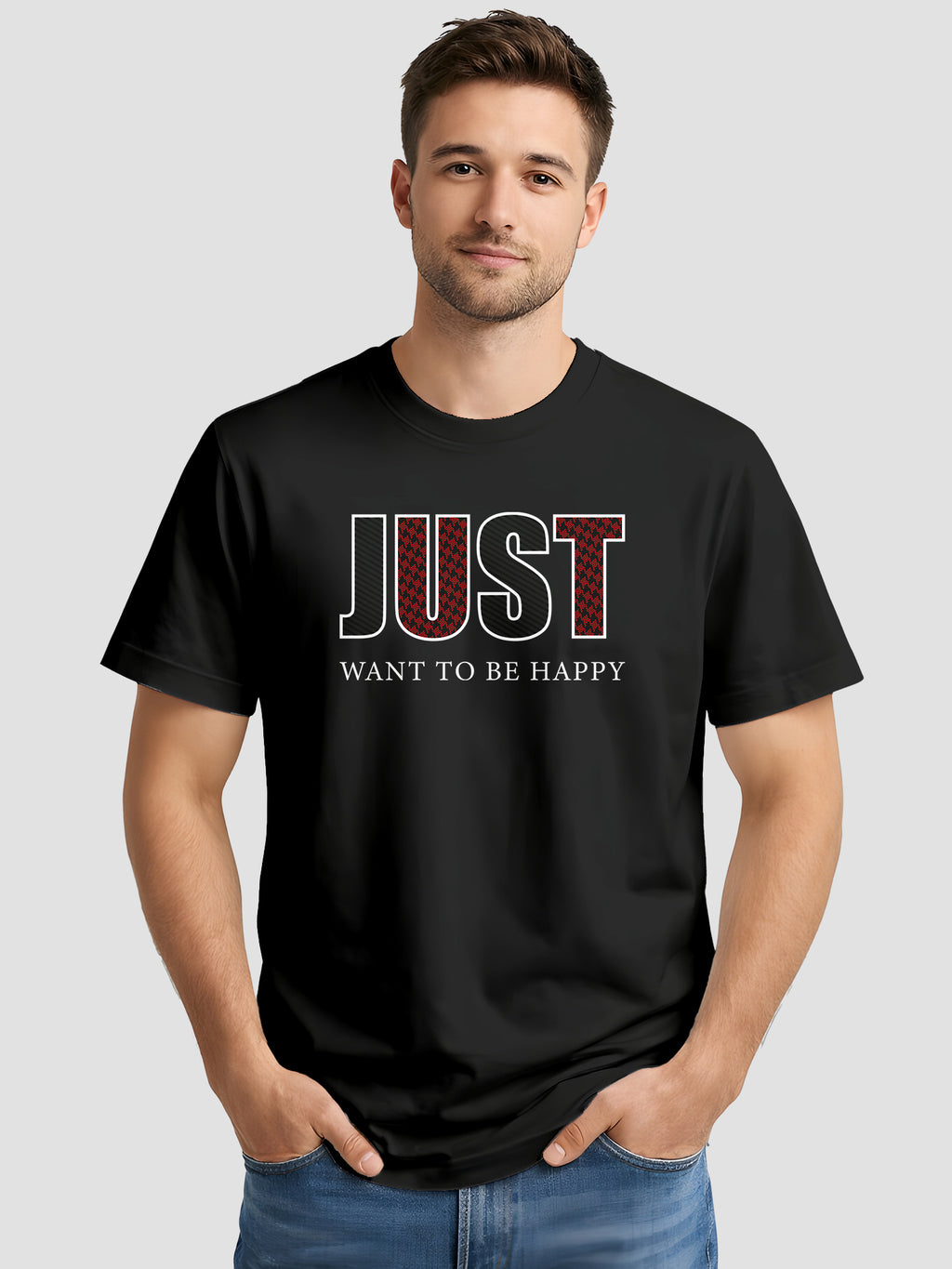 Men's Printed T Shirt with Motivational Brave and Awesome Typography MPT10
