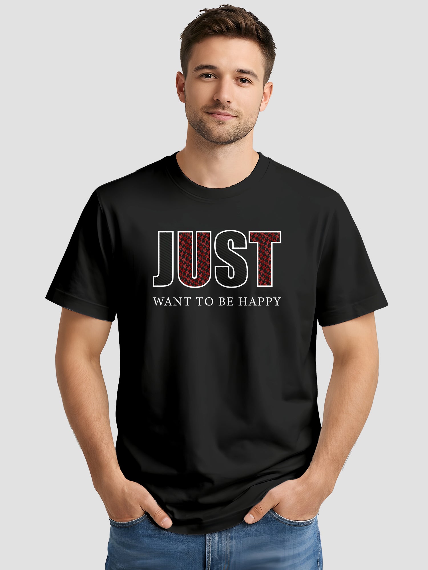 Men's Printed T Shirt with Motivational Brave and Awesome Typography MPT10