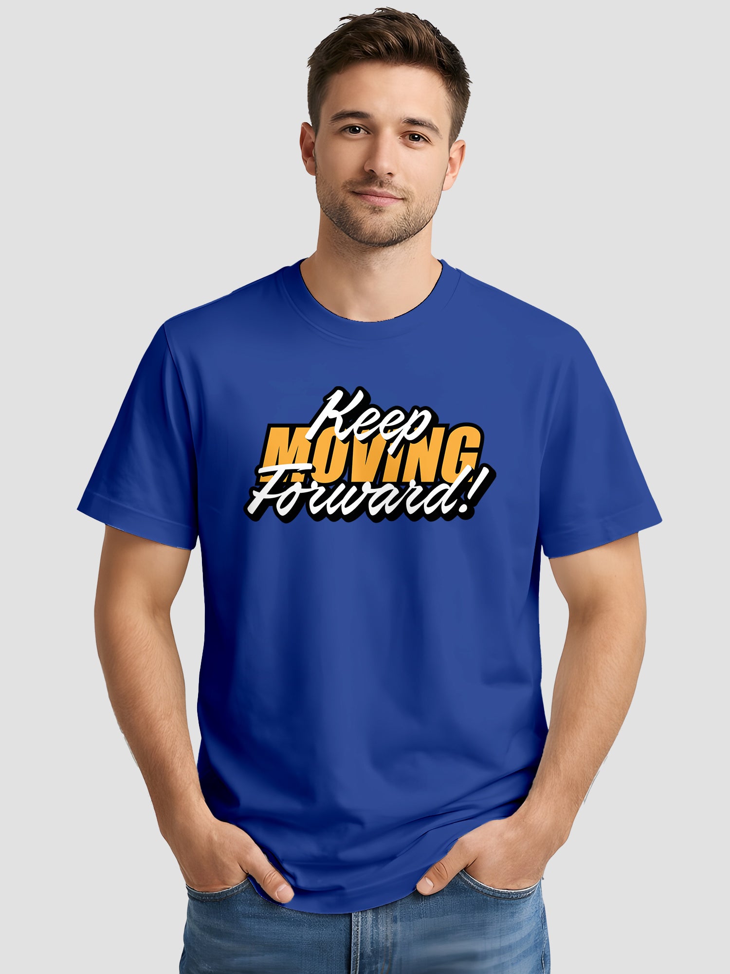 Men's Printed T Shirt with Motivational Brave and Awesome Typography MPT12