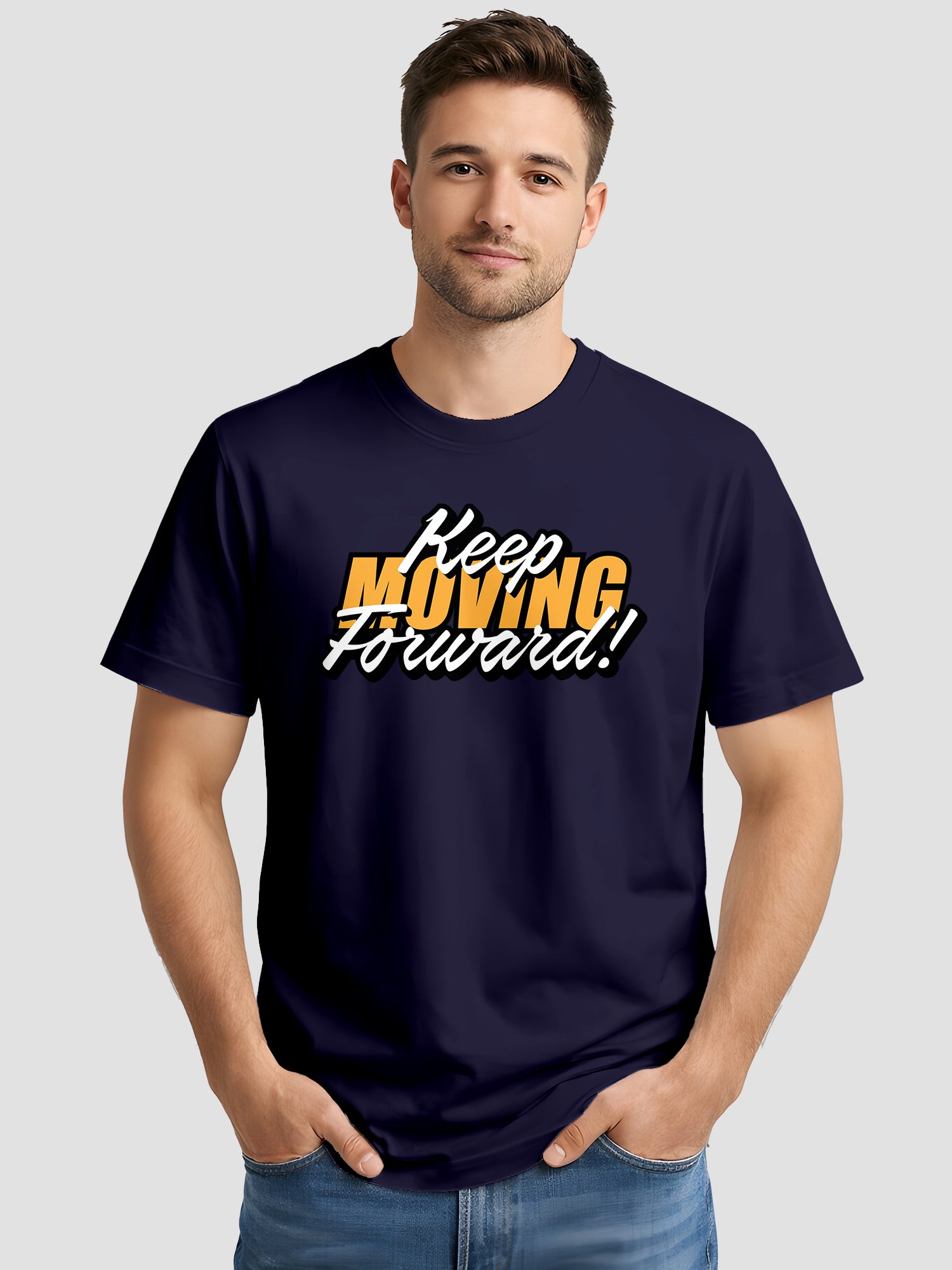 Men's Printed T Shirt with Motivational Brave and Awesome Typography MPT12