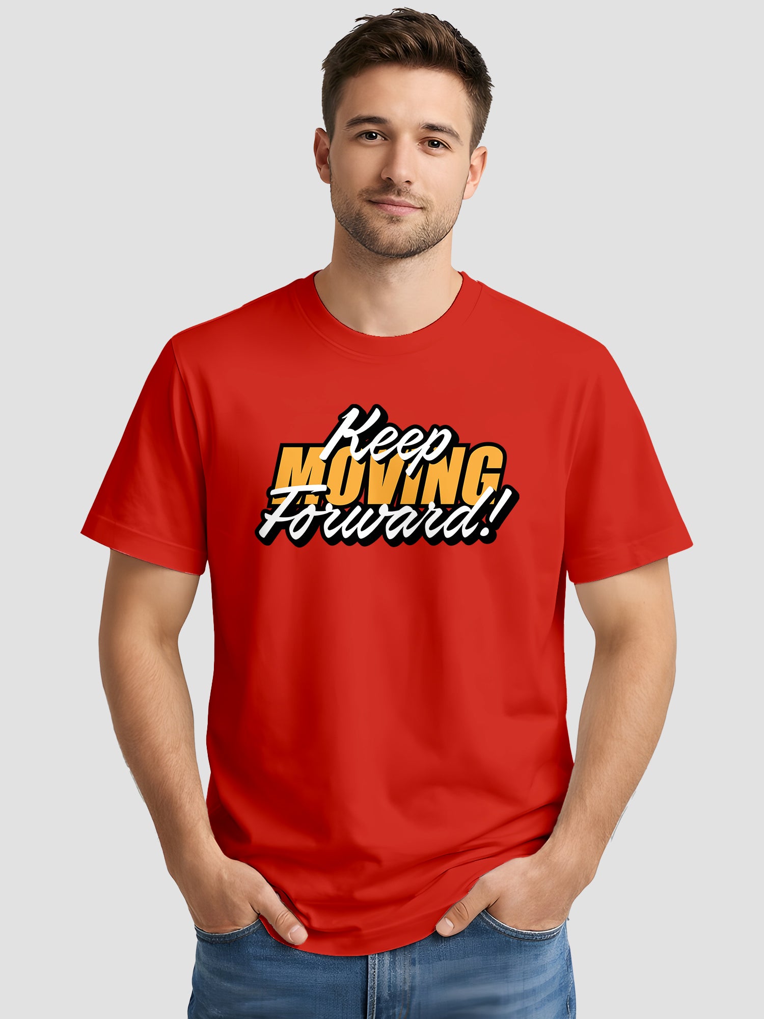 Men's Printed T Shirt with Motivational Brave and Awesome Typography MPT12