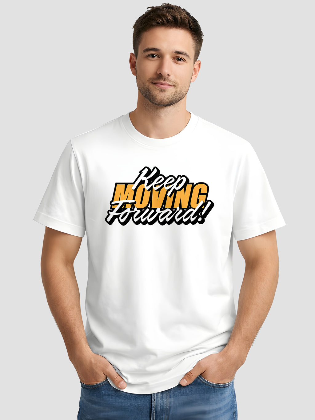 Men's Printed T Shirt with Motivational Brave and Awesome Typography MPT12