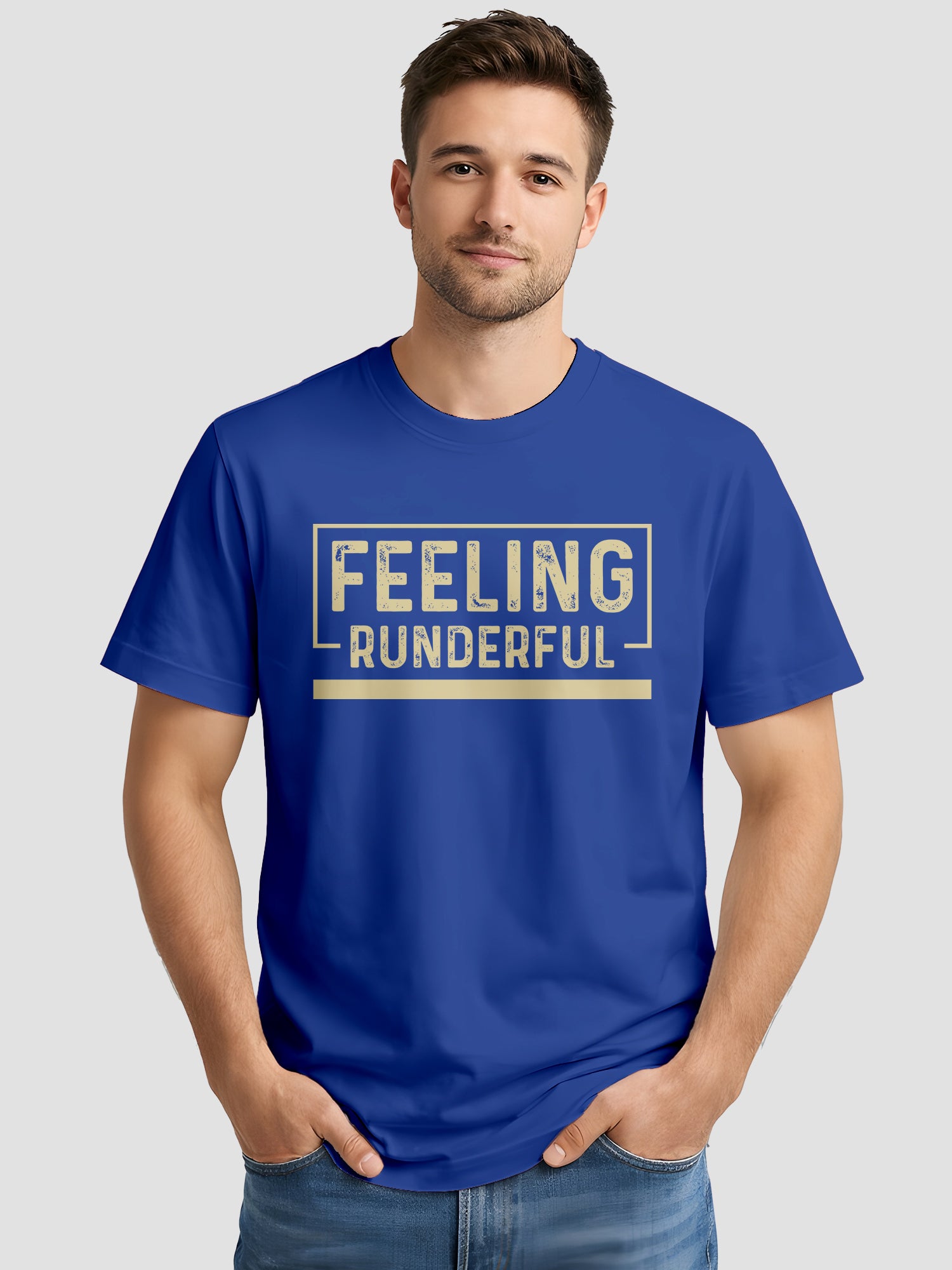  Men's Cotton Graphic Printed T-Shirt with Motivational Slogans and Typography Design blue, L