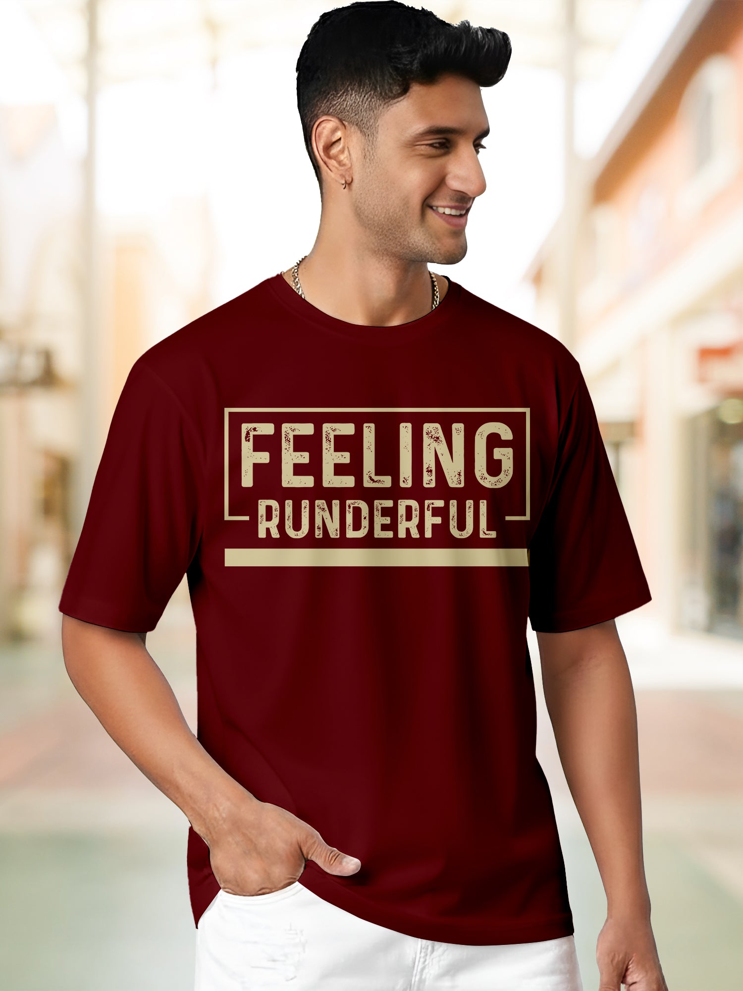  Men's Cotton Graphic Printed T-Shirt with Motivational Slogans and Typography Design maroon, XXL