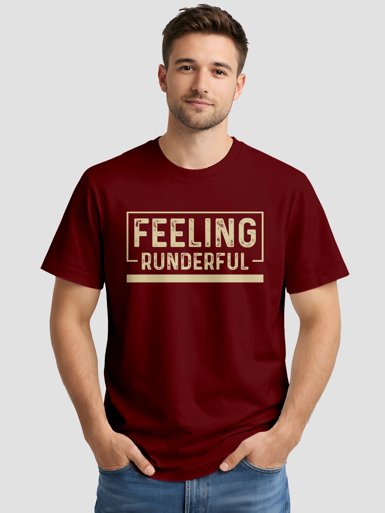  Men's Cotton Graphic Printed T-Shirt with Motivational Slogans and Typography Design maroon, L