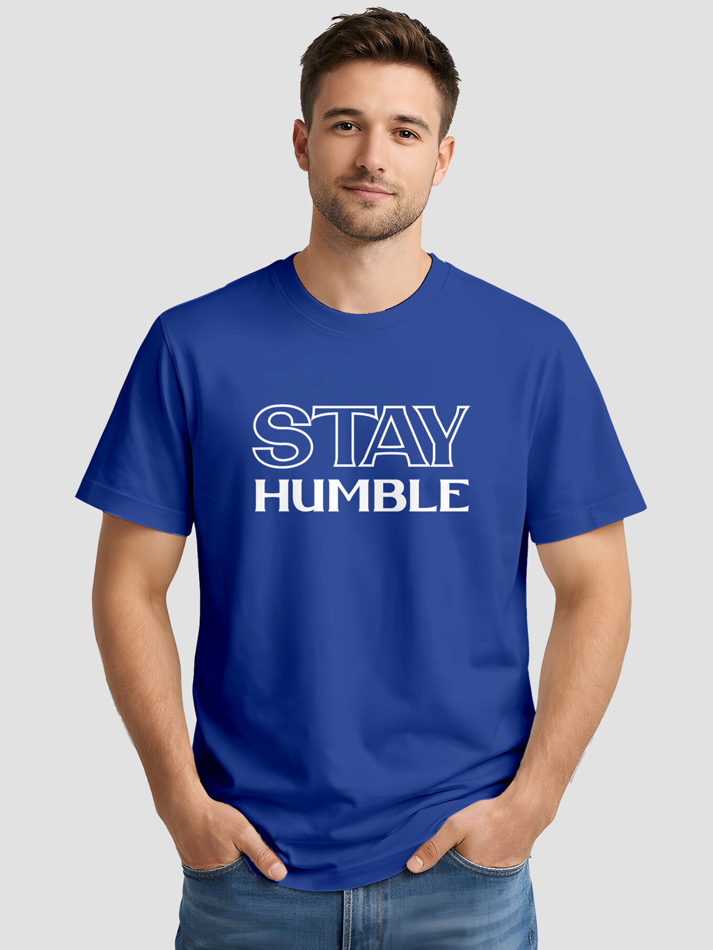Men's Printed T Shirt with Motivational Brave and Awesome Typography MPT15