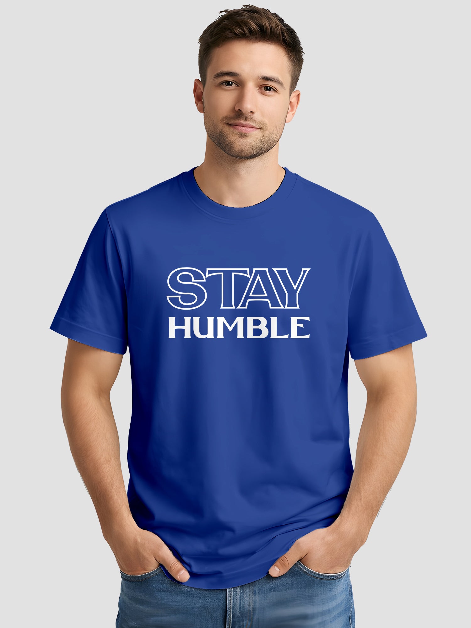 Men's Printed T Shirt with Motivational Brave and Awesome Typography MPT15