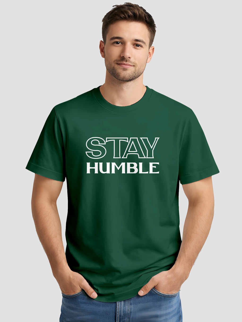 Men's Printed T Shirt with Motivational Brave and Awesome Typography MPT15