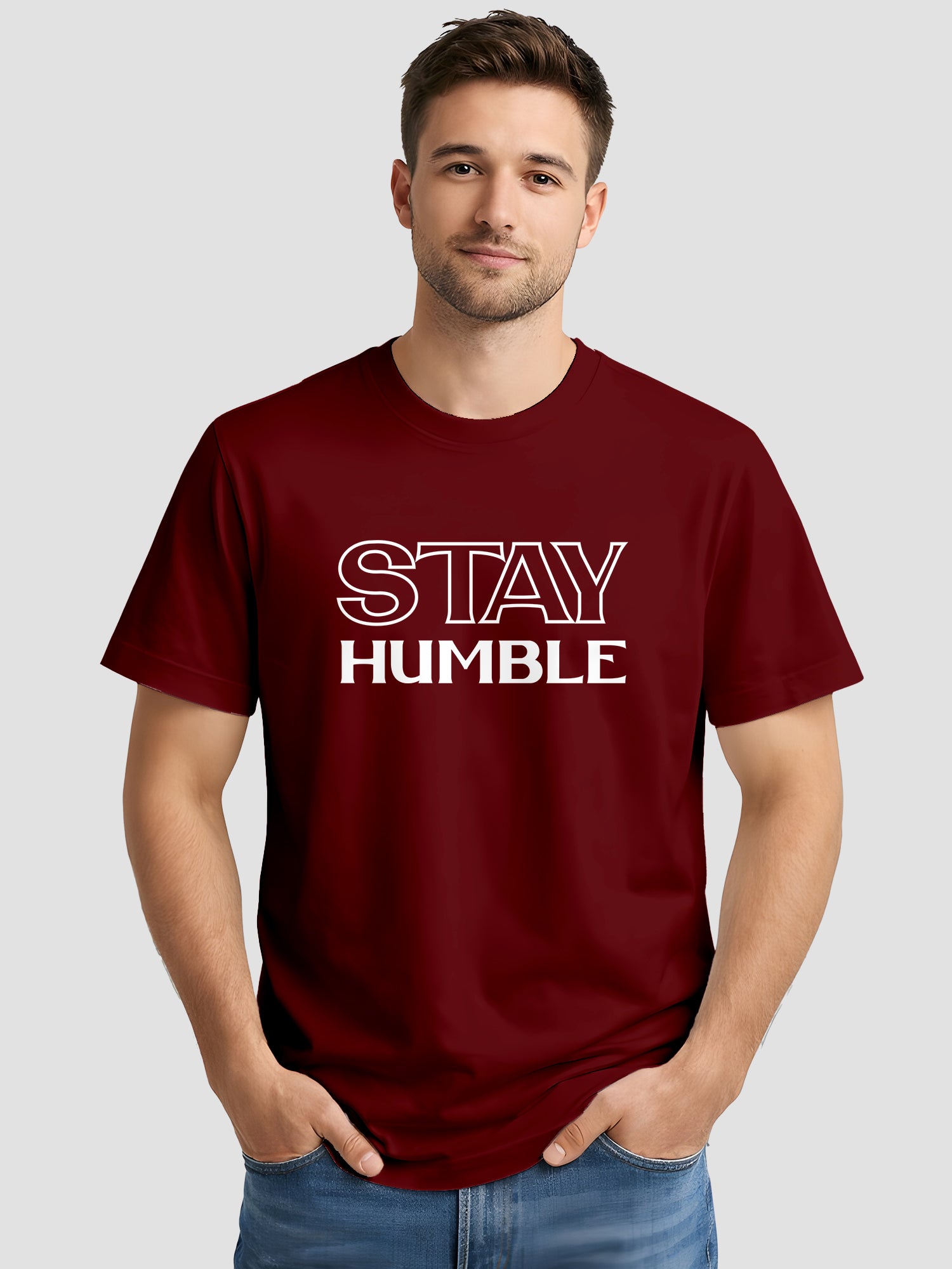  Men's Cotton Graphic Printed T-Shirt with Motivational Slogans and Typography Design maroon, L