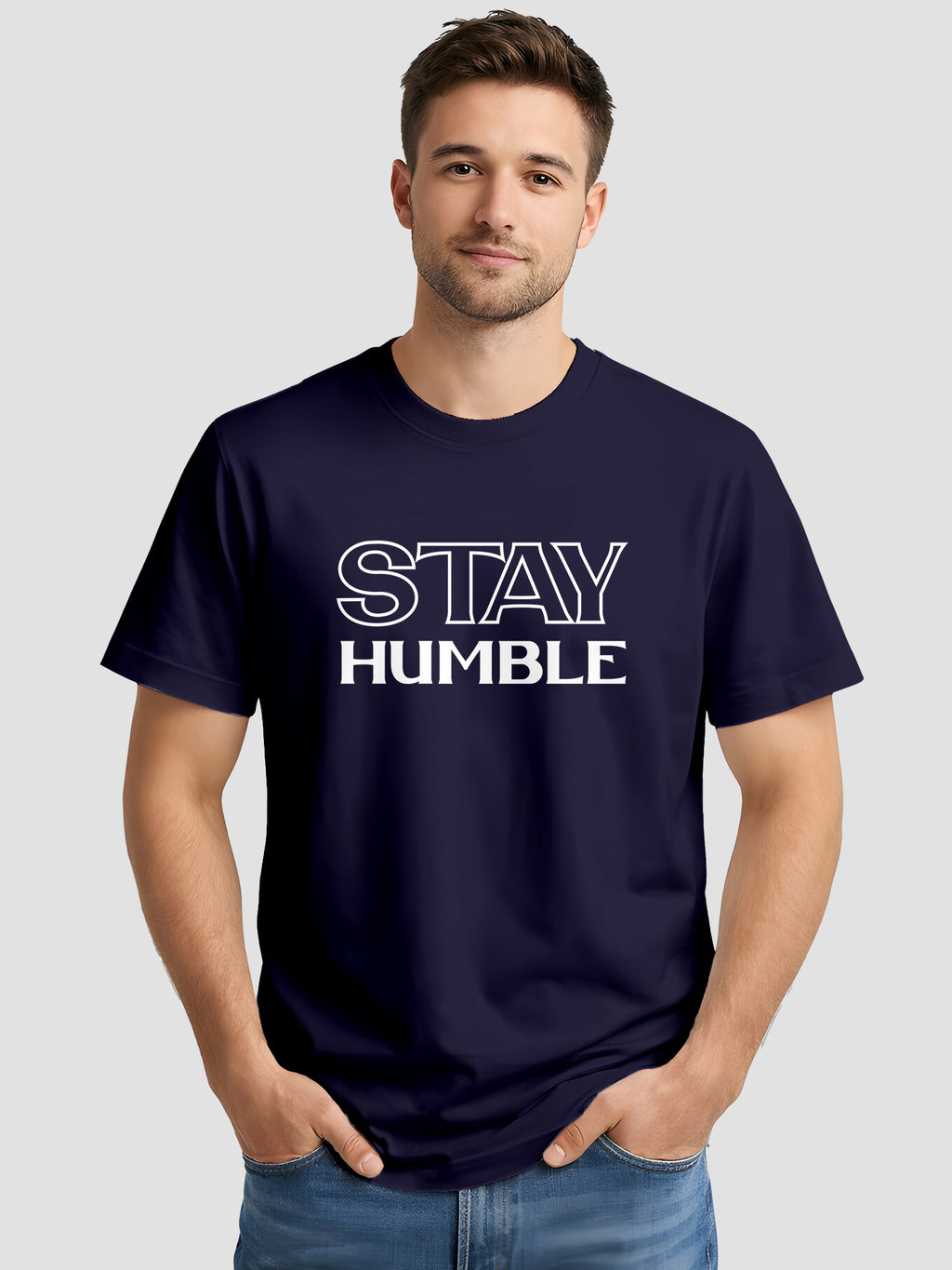 Men's Printed T Shirt with Motivational Brave and Awesome Typography MPT15