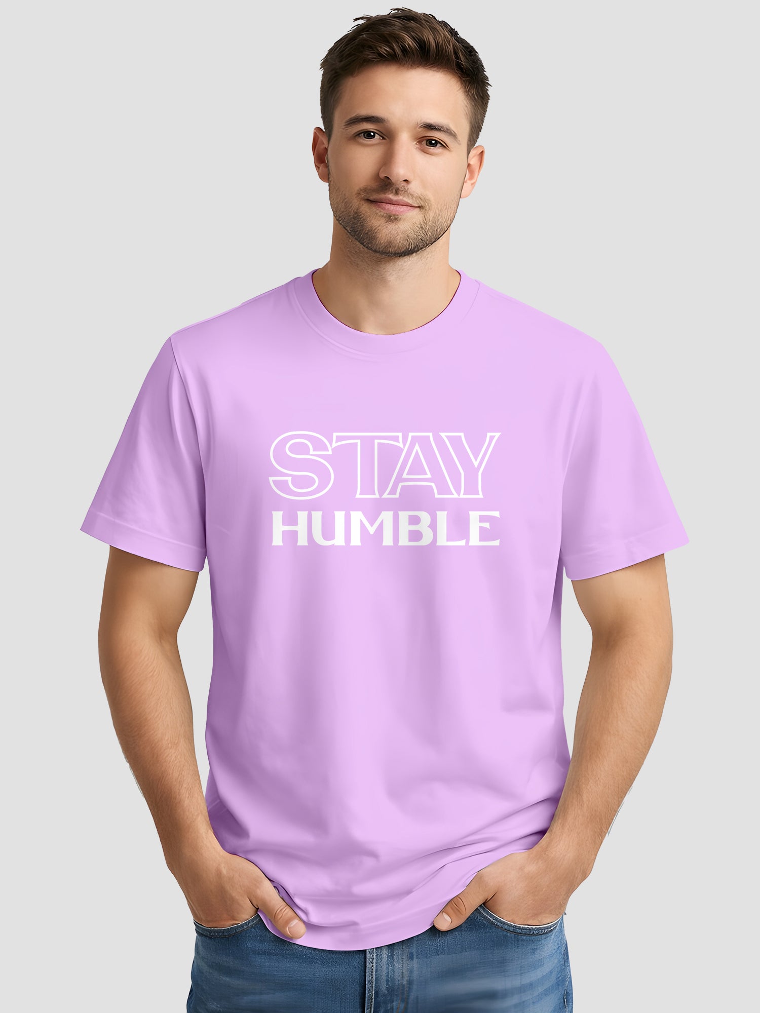  Men's Cotton Graphic Printed T-Shirt with Motivational Slogans and Typography Design pink, L