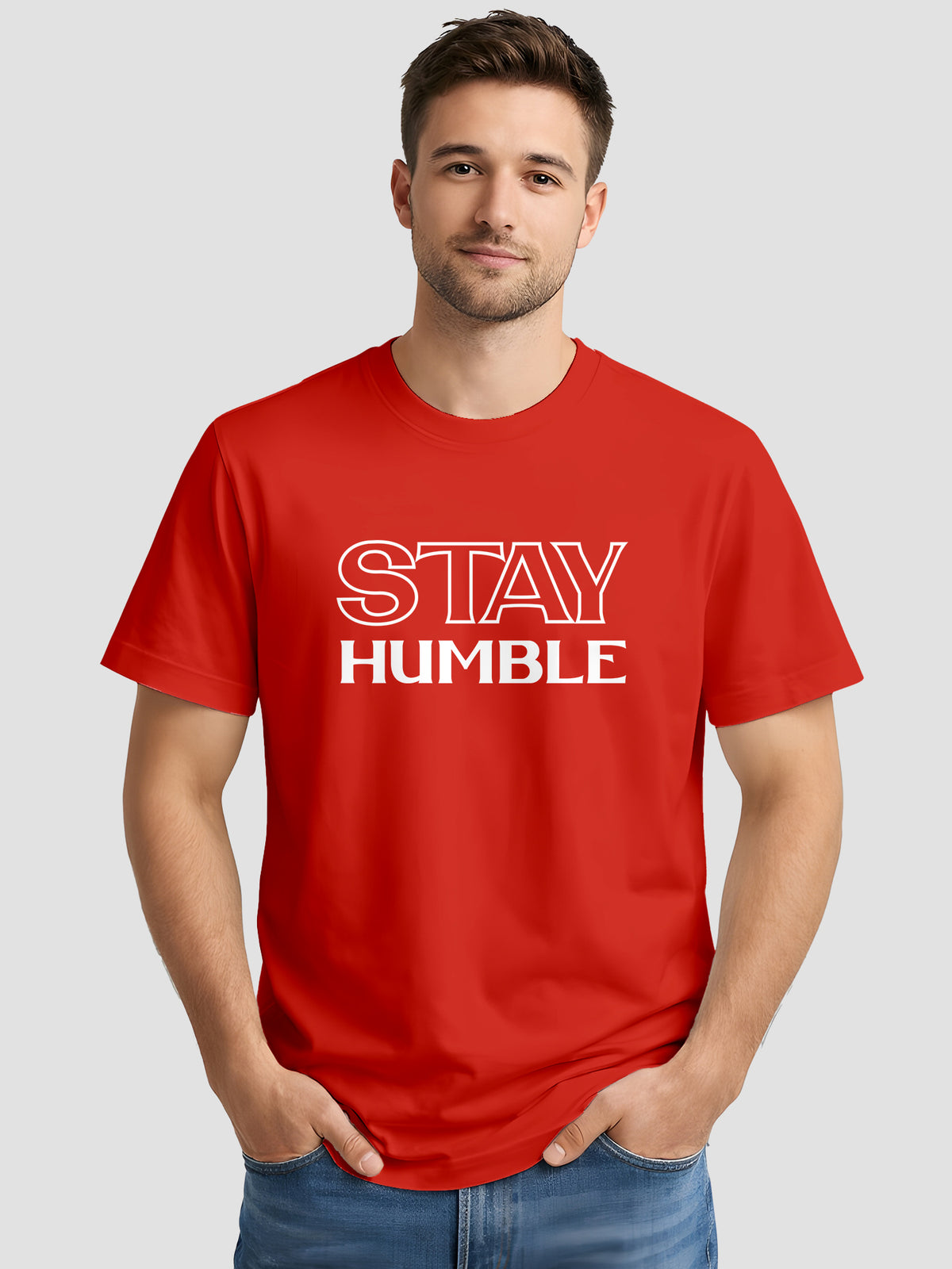  Men's Cotton Graphic Printed T-Shirt with Motivational Slogans and Typography Design red, L