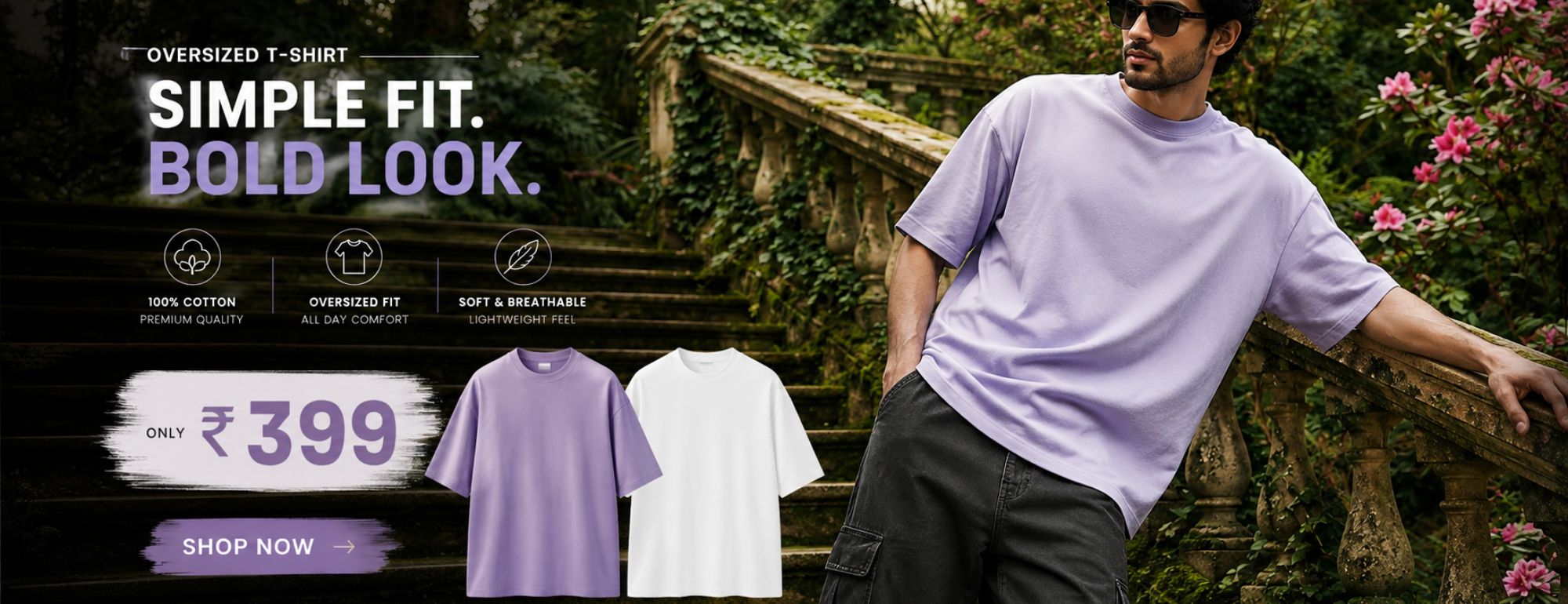 Men’s Oversized T-Shirt ₹399 - Trendy Oversized Tees