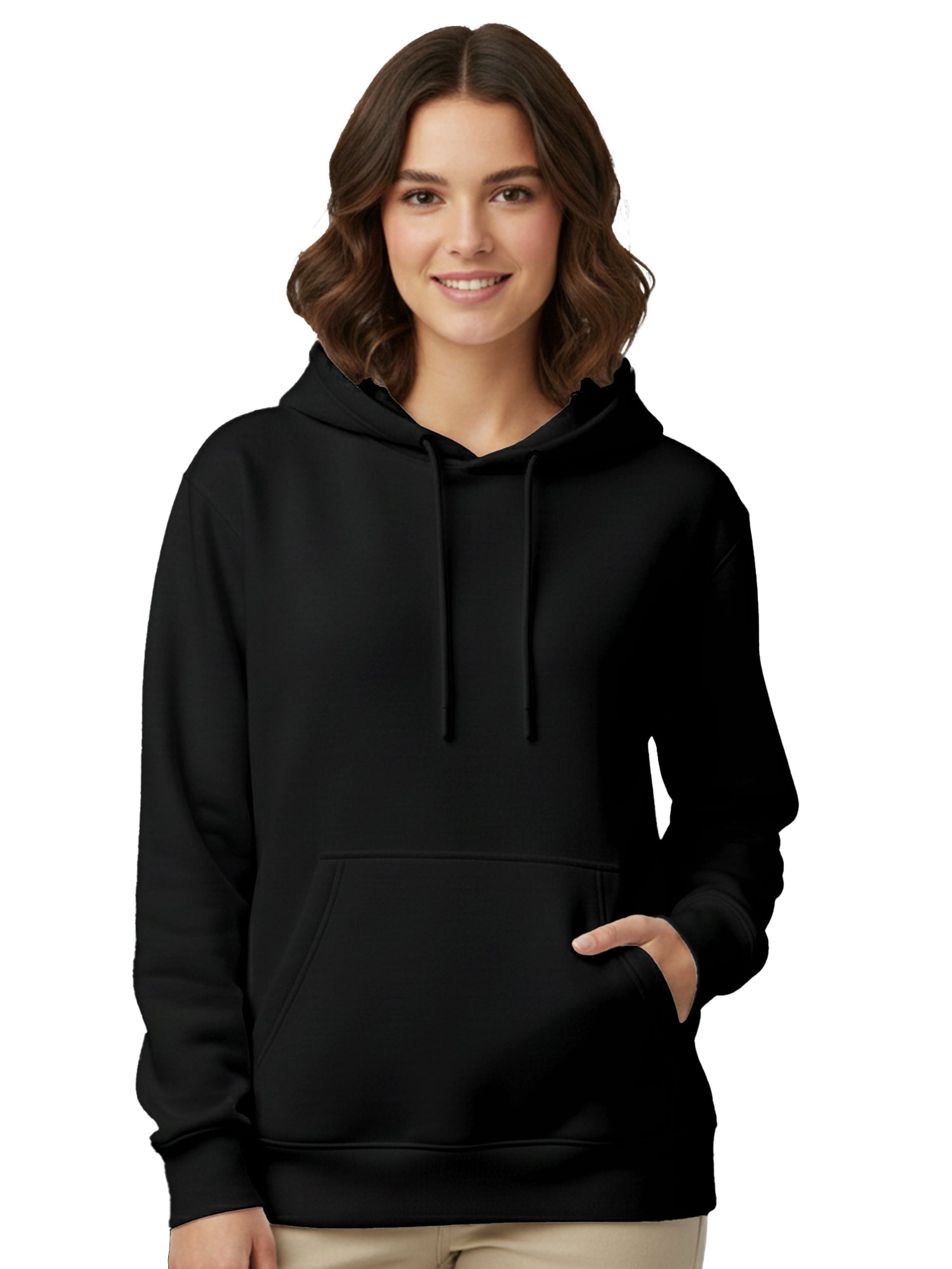 Womens-Casual-Pullover-Plain-Hoodie-with-Front-Pocket-for-Daily-Wear