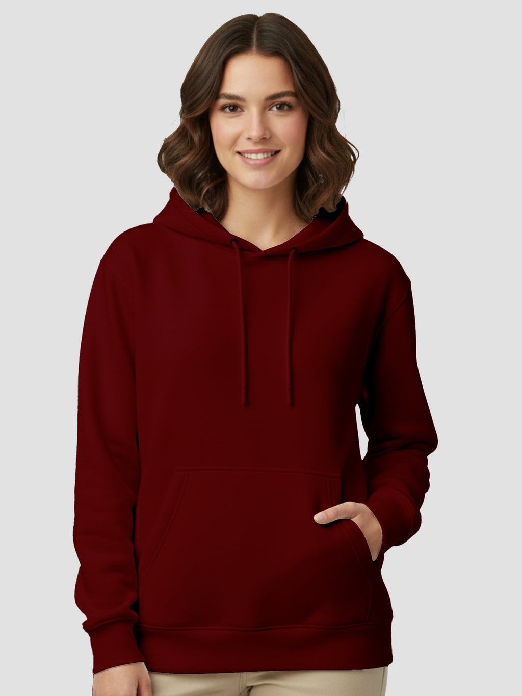 Womens-Casual-Pullover-Plain-Hoodie-with-Front-Pocket-for-Daily-Wear