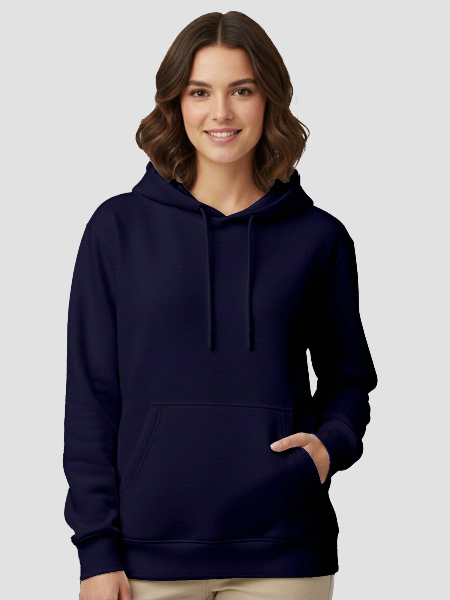 Womens-Casual-Pullover-Plain-Hoodie-with-Front-Pocket-for-Daily-Wear