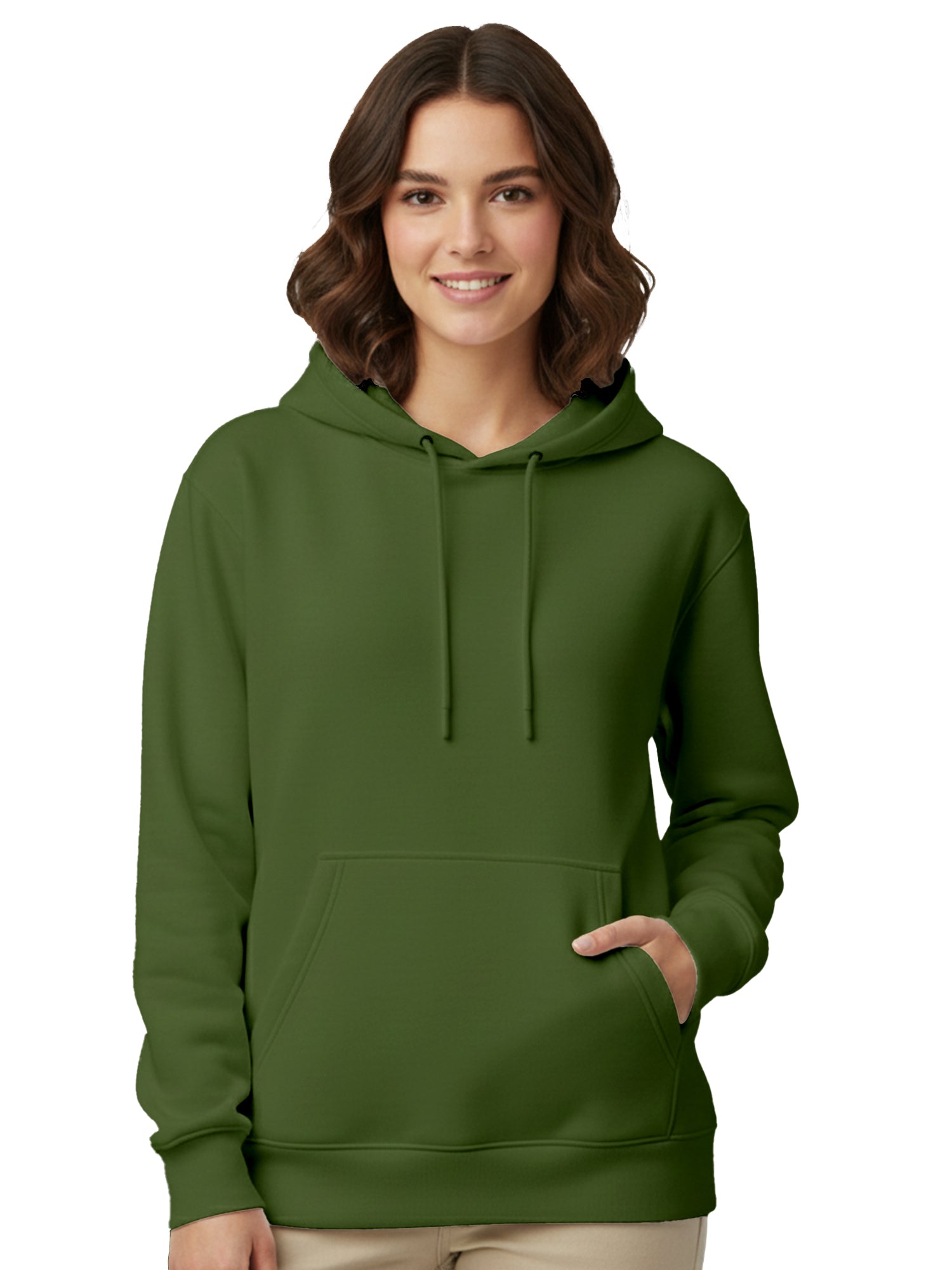 Womens-Casual-Pullover-Plain-Hoodie-with-Front-Pocket-for-Daily-Wear