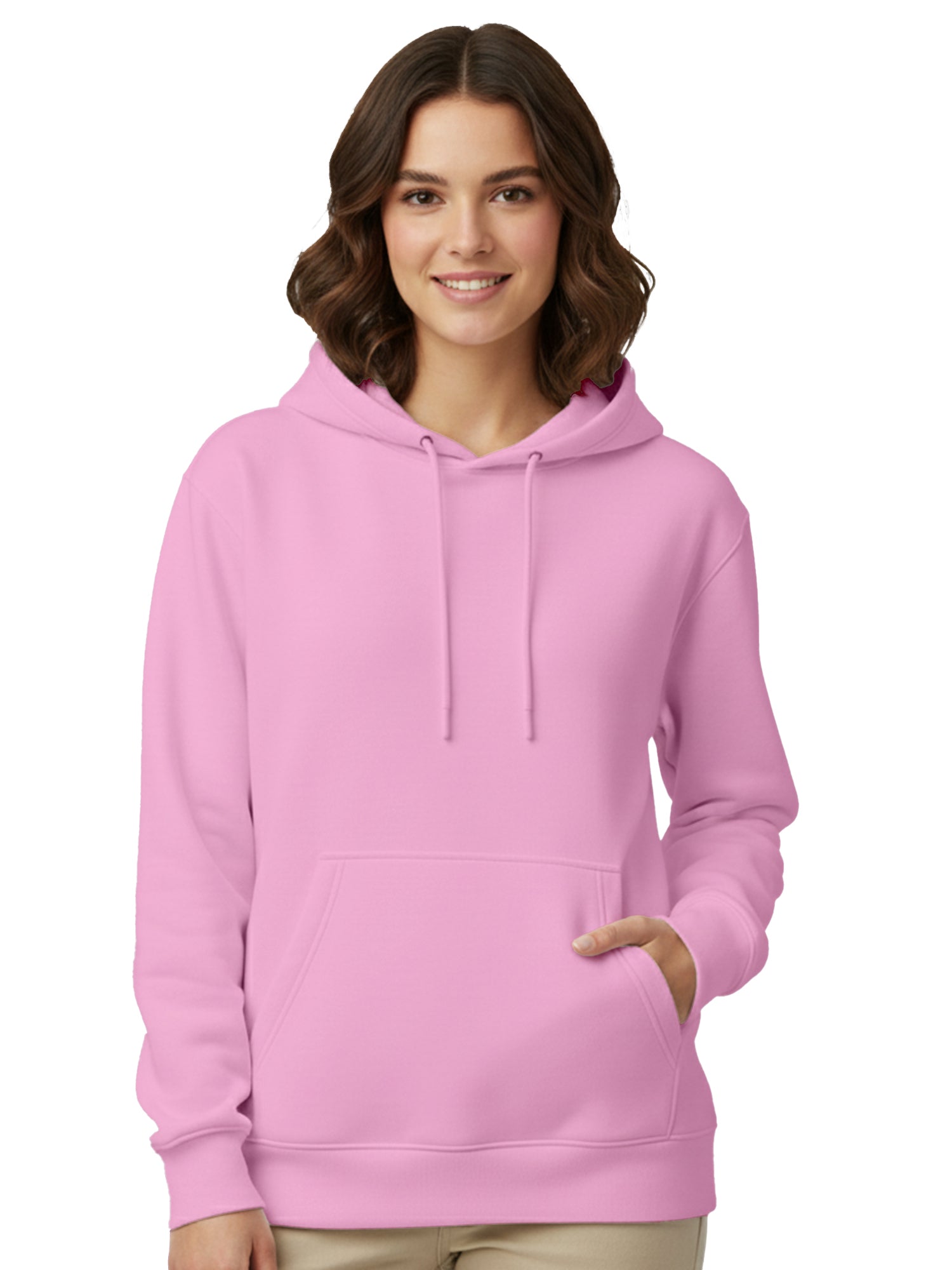 Womens-Casual-Pullover-Plain-Hoodie-with-Front-Pocket-for-Daily-Wear
