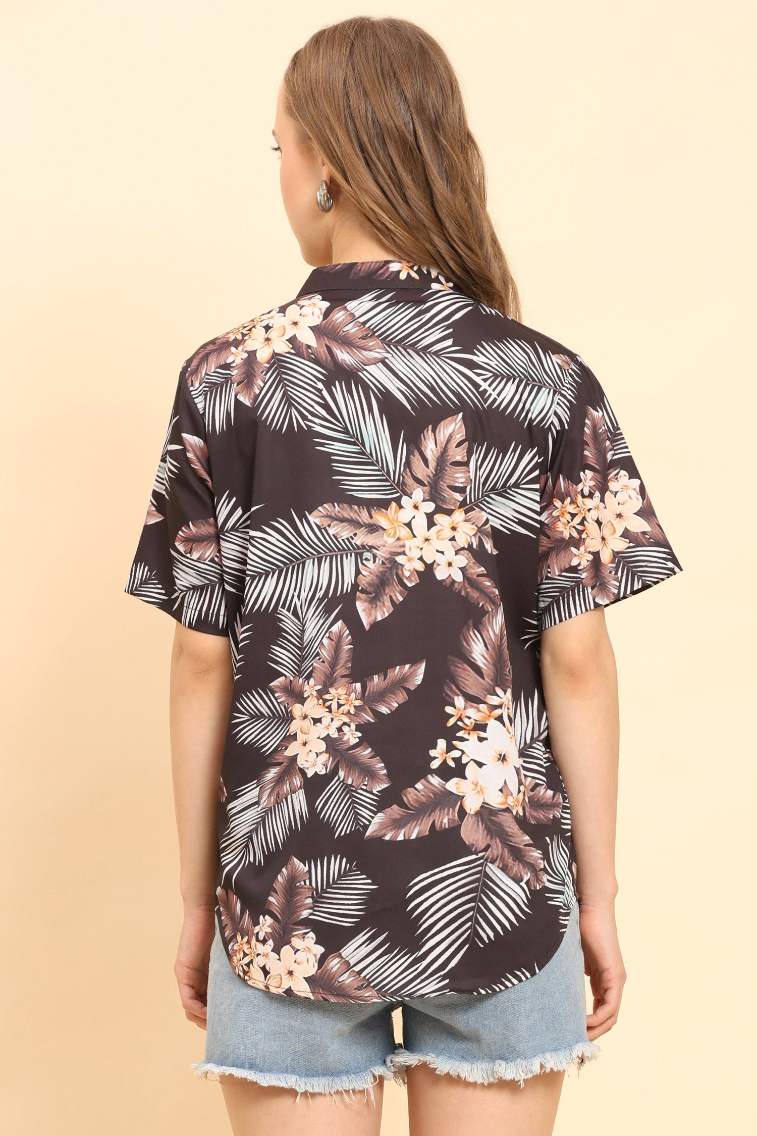 Womens-Tropical-Floral-Print-Button-Up-Shirt-Casual-Summer-Beach-Top-Black