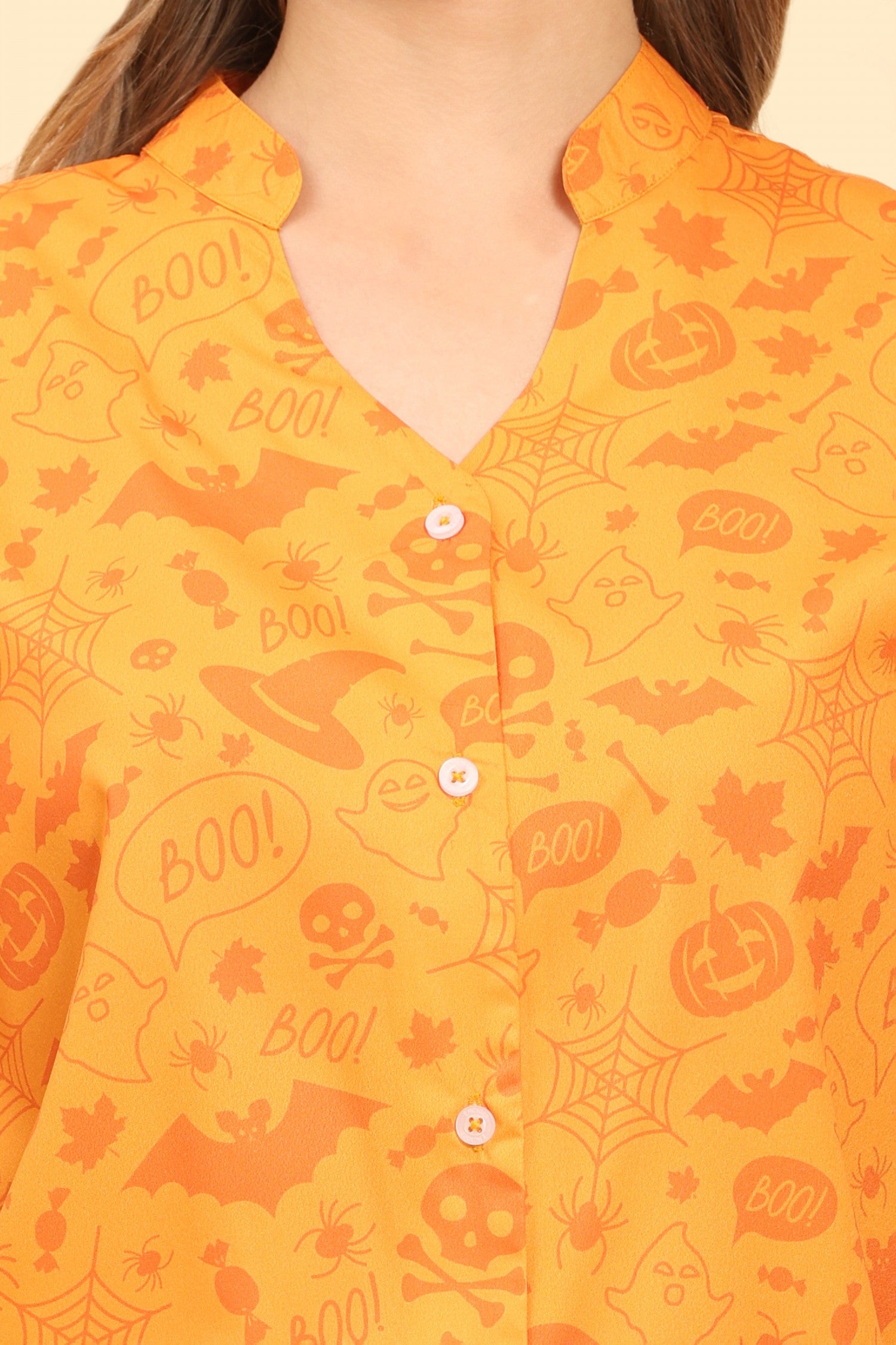 Womens-Tropical-Floral-Print-Button-Up-Shirt-Casual-Summer-Beach-Top-Orange