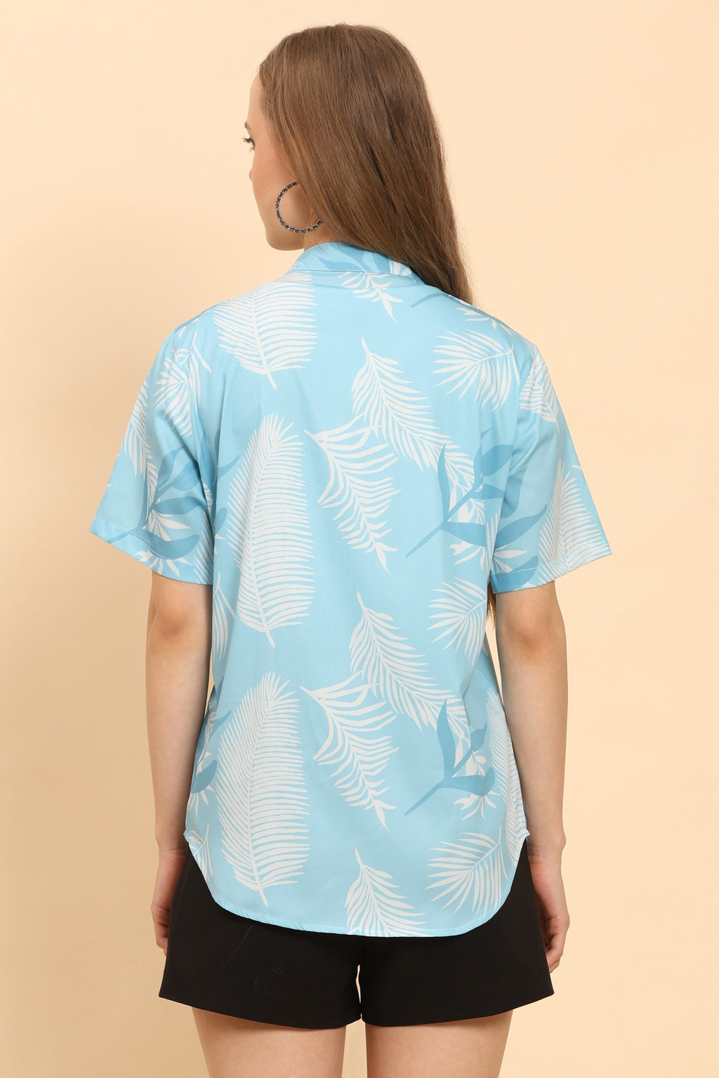 Womens Tropical Floral Print Button Up Shirt Casual Summer Beach Top
